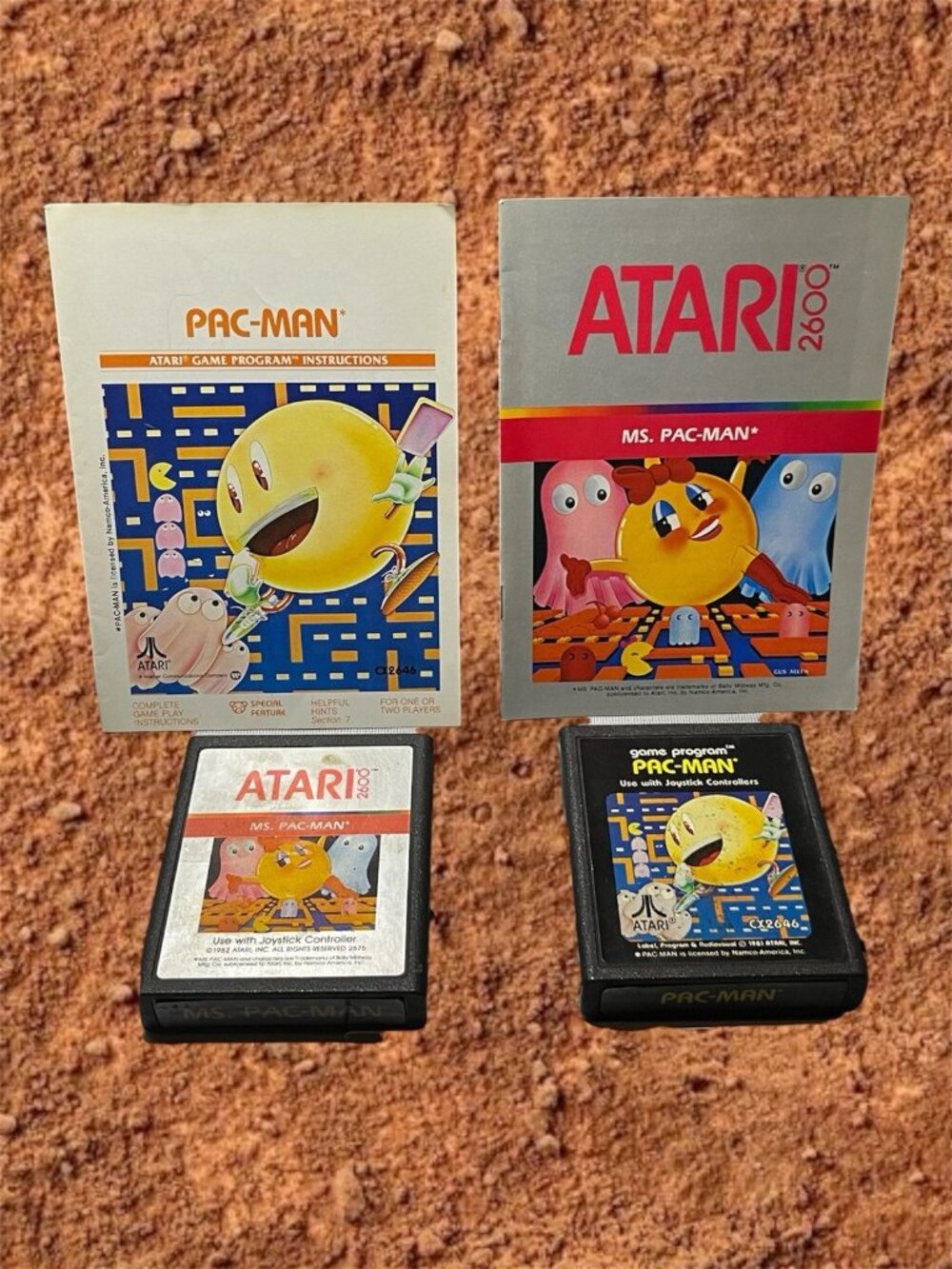Atari 2600 Pacman & Ms Pac-Man With Manual Namco 1982